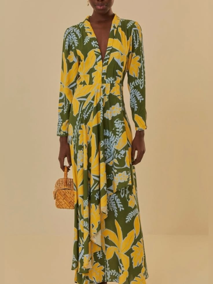 Adriana Tropical Silk Maxi Dress