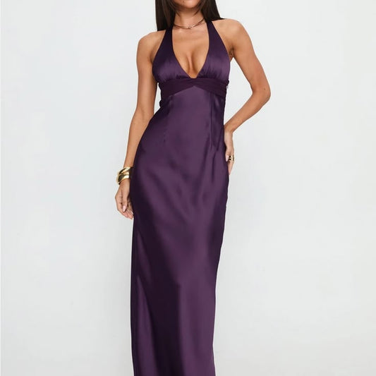 Odyssa Halter Maxi Dress in Purple