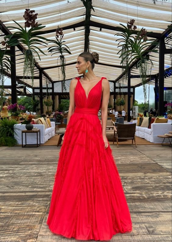 Margot A-Line Evening Dress in Scarlet