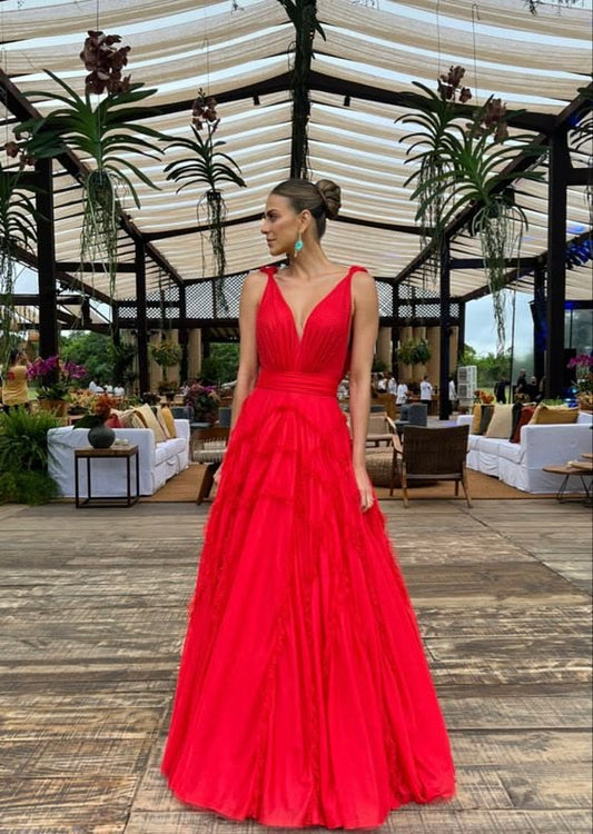Margot A-Line Evening Dress in Scarlet