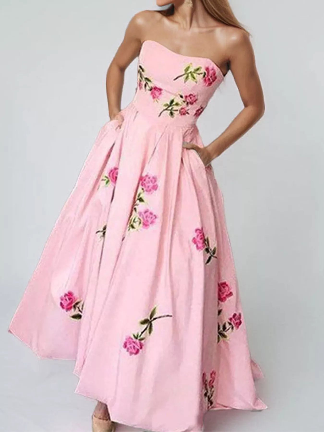 Blush Pink Arabella Floral Maxi Dress