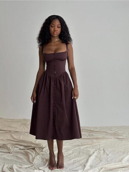 House Of Cb Dresses | House Of Cb Tatiana Rich Brown Midi Sundress | Color: Brown | Size: S