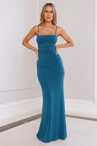 Margot Silk Maxi Dress in Teal