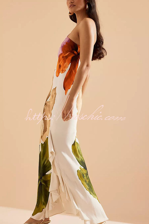 White Valentina Floral Maxi Slip Dress