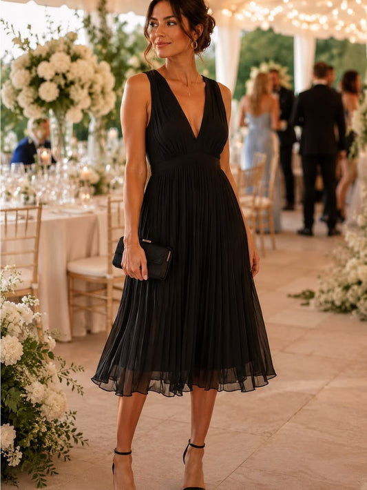 Margot Pleated Chiffon Midi Dress
