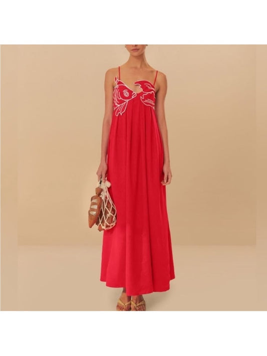 Harriet Cotton Fish Print Midi Dress