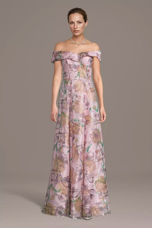 Margot Metallic Floral A-Line Dress