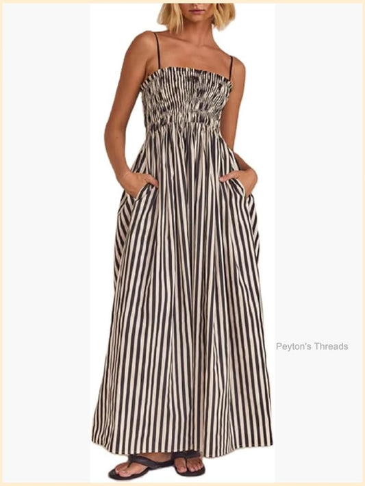 Margot Striped Smocked Maxi Dress