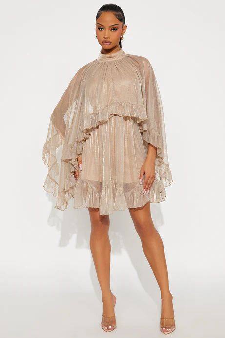Ashlyn Ruffle Mini Dress in Gold