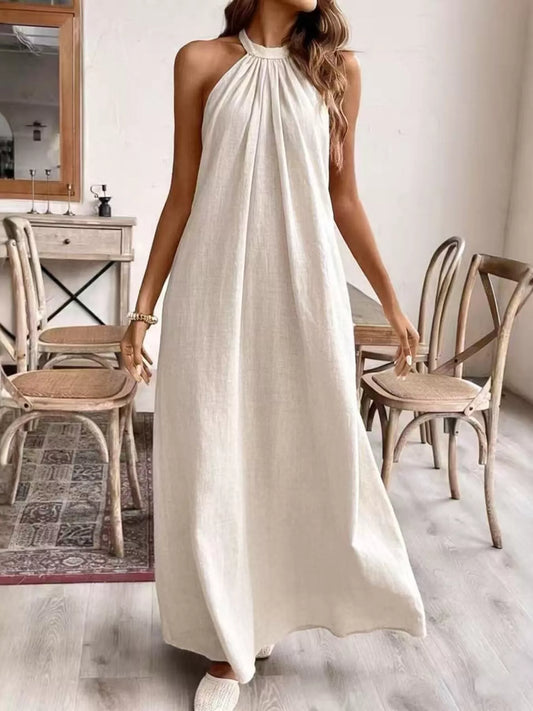 Cream White Margot Halter Maxi Dress in Cream