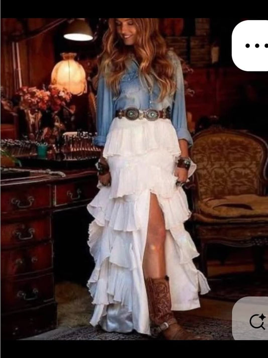 Aria Tiered Ruffle Maxi Skirt