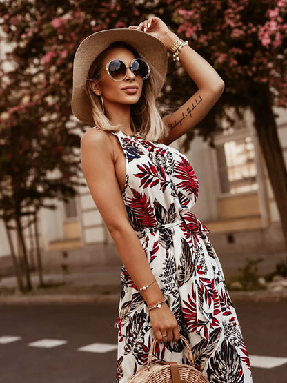 White Margot Printed Sleeveless Maxi Dress