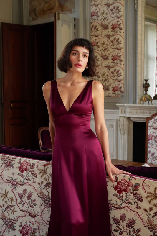 Calista Maxi Dress - Bordeaux / XS / Made-to-order