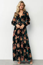 Elina Maxi Dress - Jade Multi Floral Velvet | Baltic Born