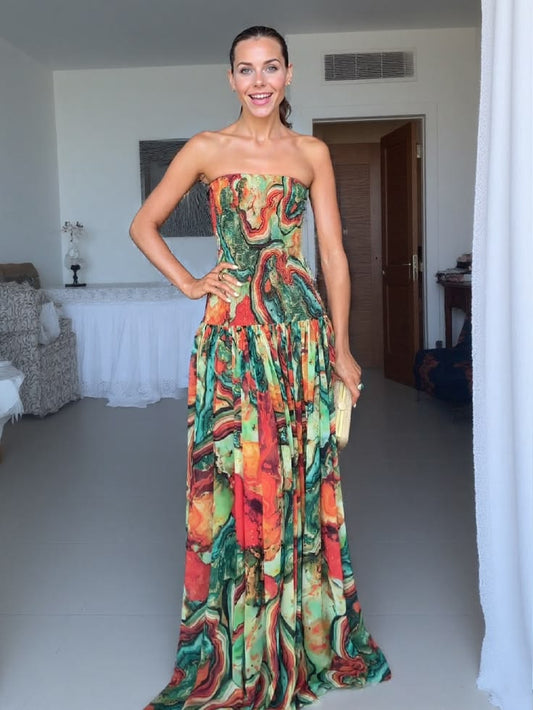 Margot Abstract Print Wrap Maxi Dress