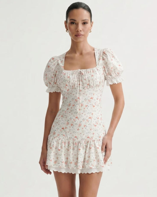 Marbella Retro Floral Lace Dress - Black Floral / M