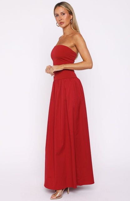 Margot Crepe Maxi Dress in Red