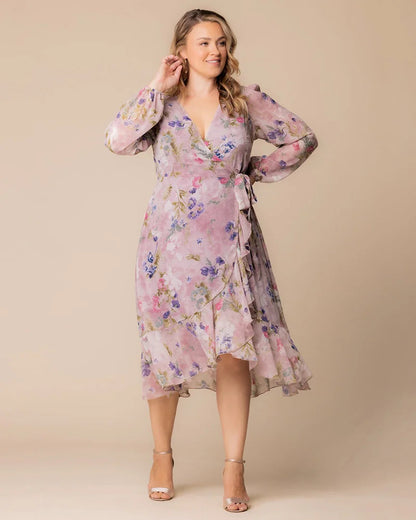 Gilded Florals Margot Metallic High-Low Cocktail Dress