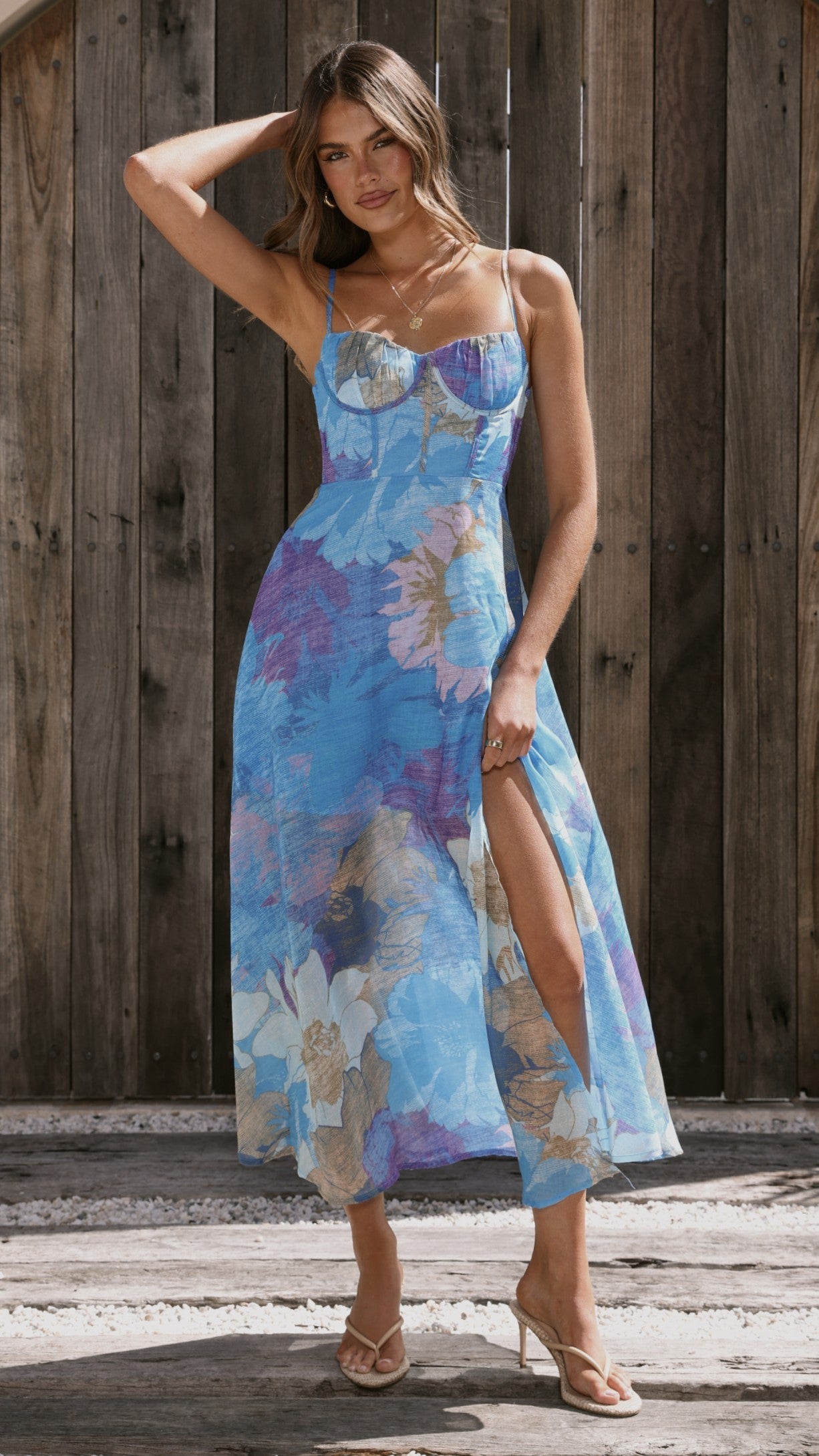 Blue Floral Rahima Floral Maxi Dress