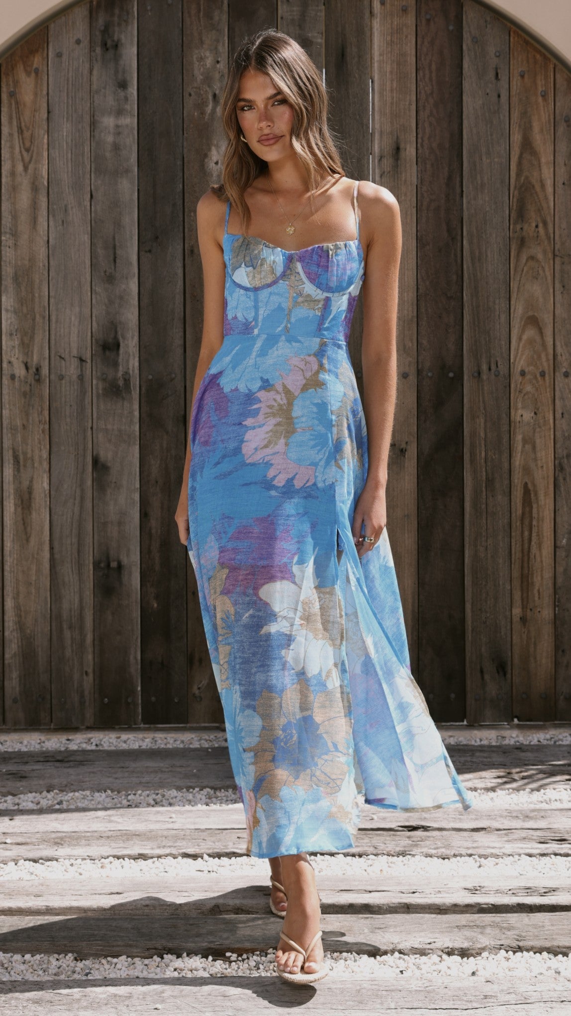 Blue Floral Rahima Floral Maxi Dress