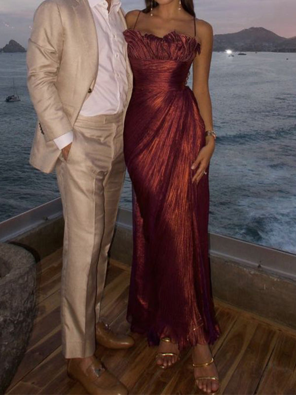 Custom Color(leaving a note) Elegant Spaghetti Strap Sleeveless Mermaid Satin Long Evening Prom Dresses Online, OLP731 - Custom Color(leaving a note)