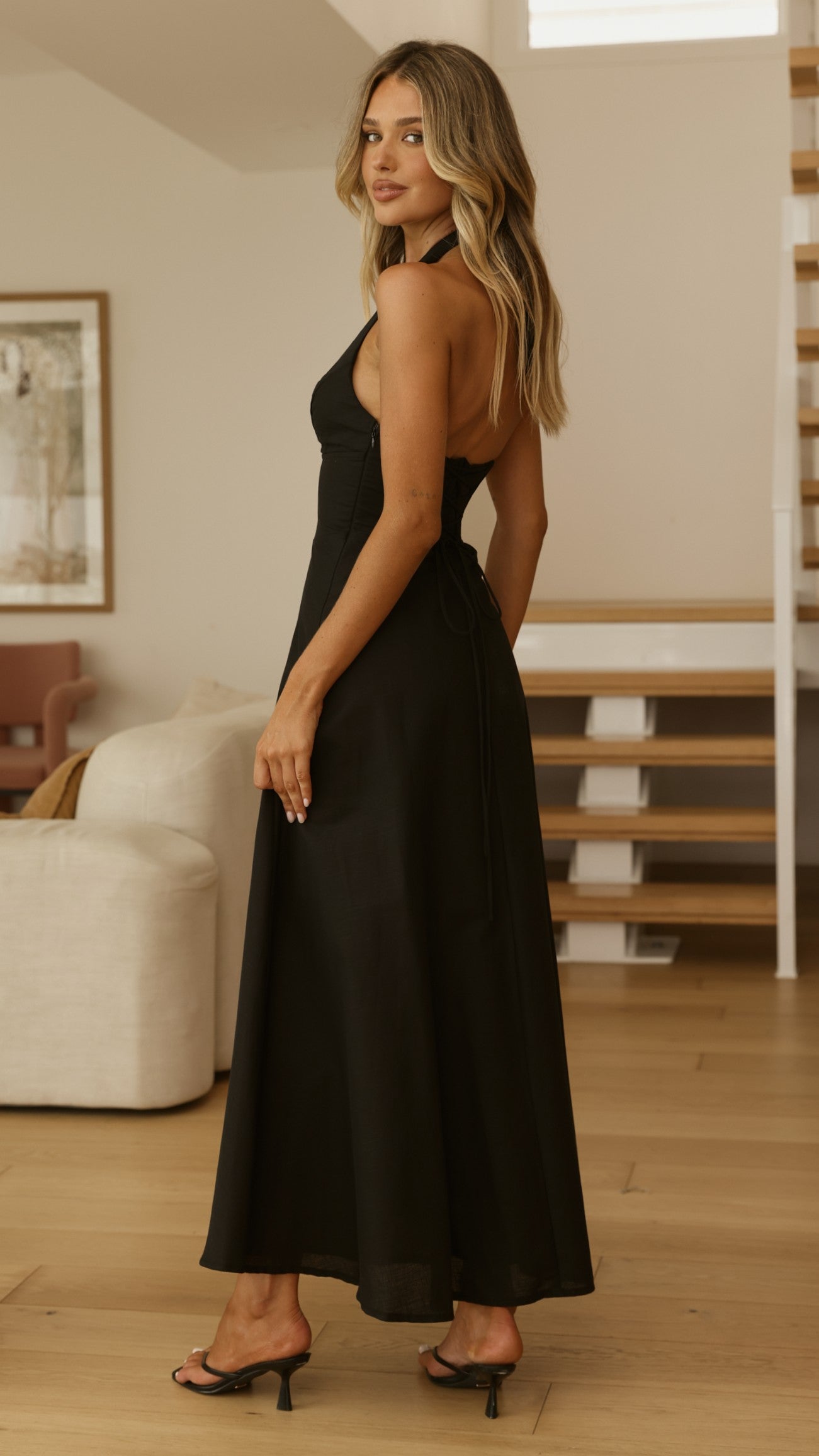 Black Skye Floral Maxi Dress in Chocolate