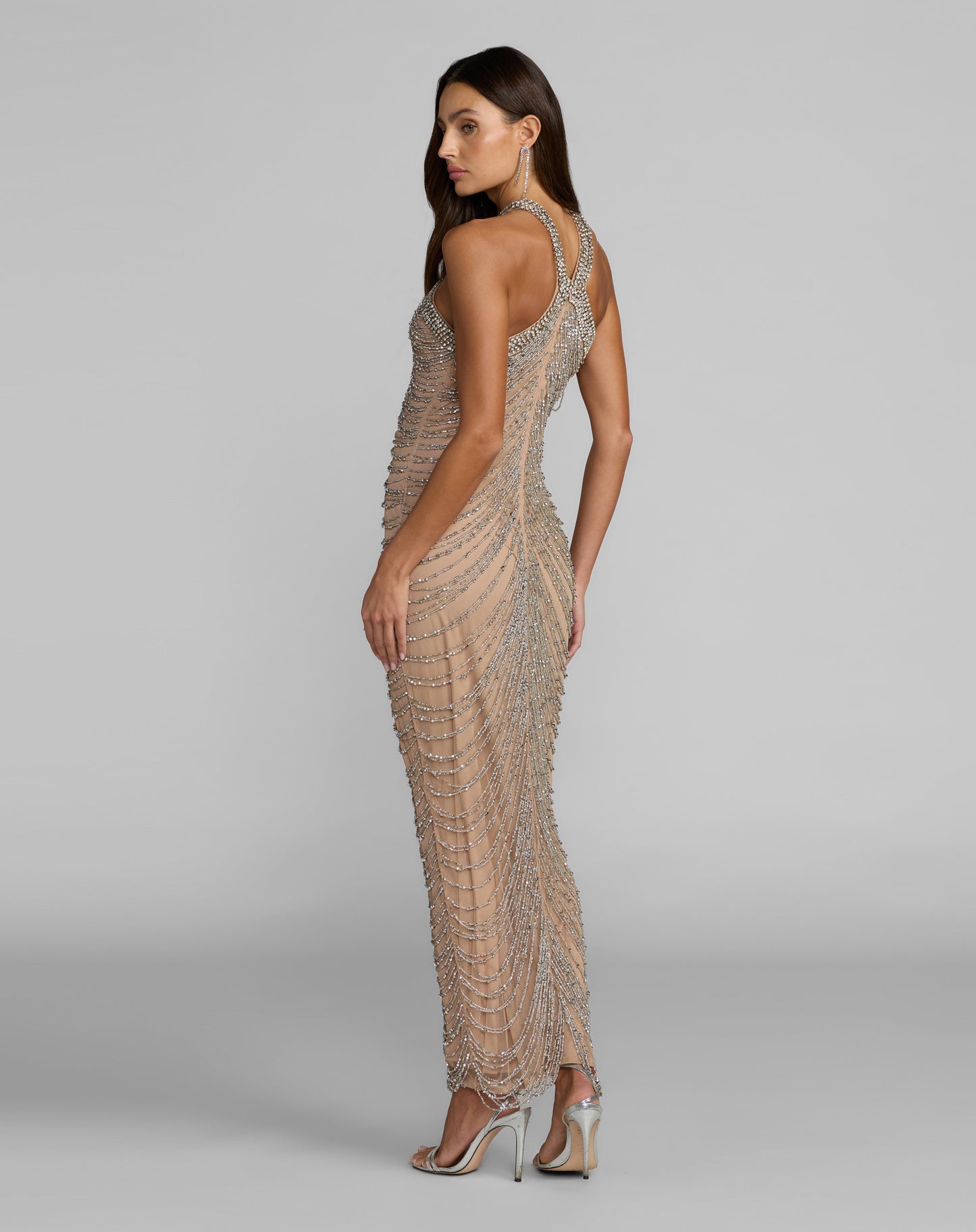 Length Sequin Formal Mermaid Mac Duggal 10206 Portia Tiered Tulle Halter Gown