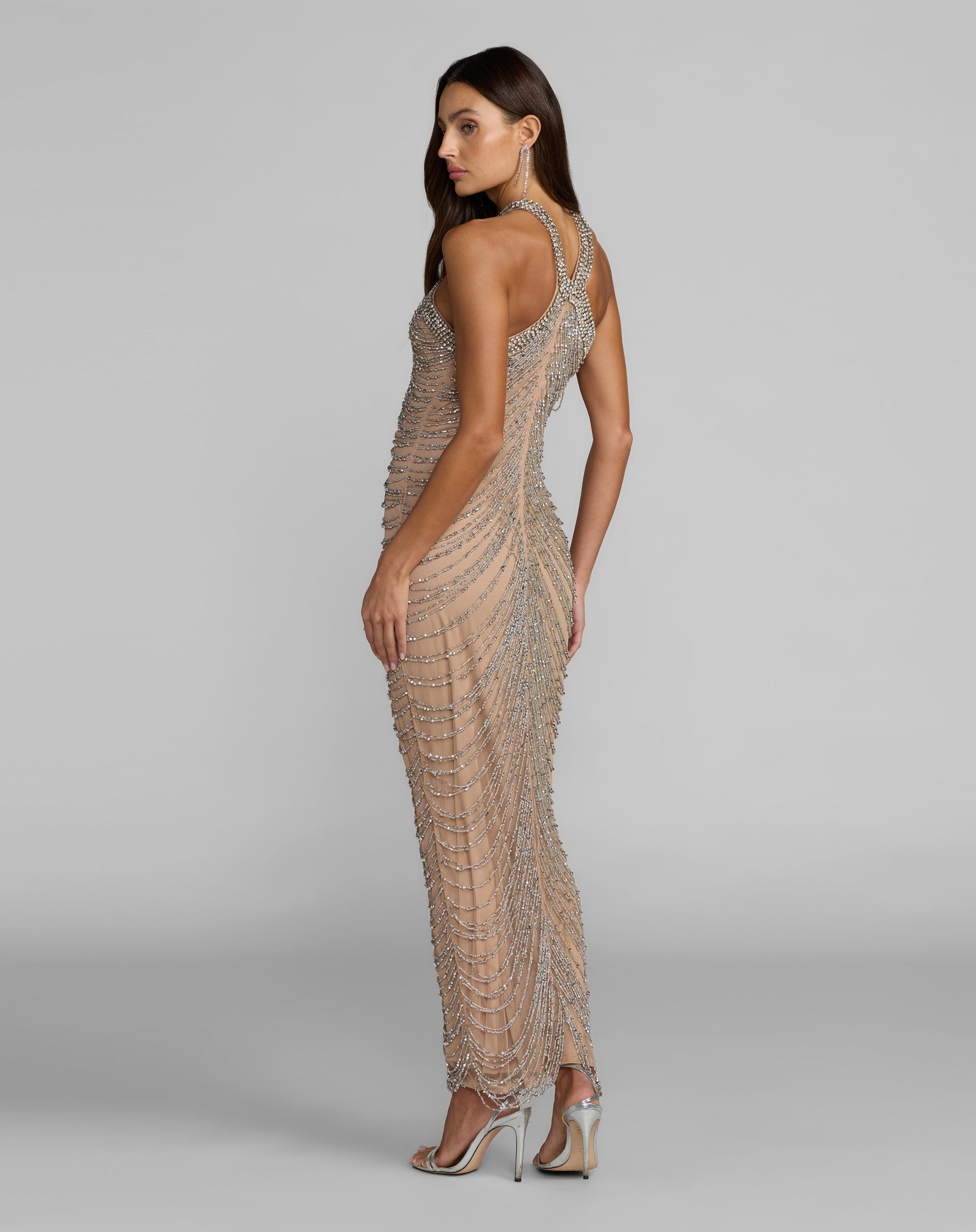 Length Sequin Formal Mermaid Mac Duggal 10206 Portia Tiered Tulle Halter Gown