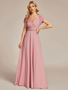 Eleanor Ruched A-Line Dress in Dusty Rose