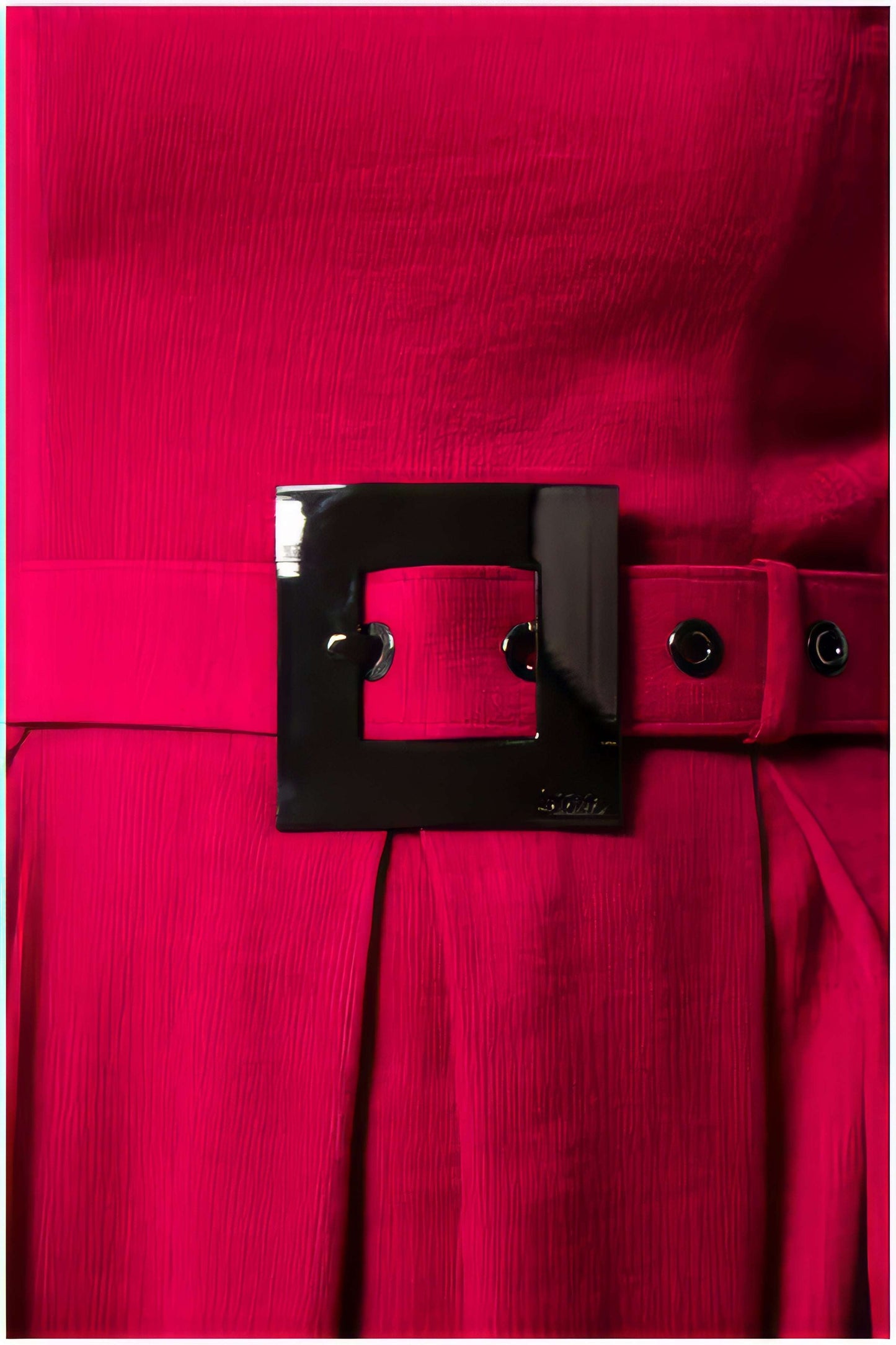 Summer Wedding Guest Dress | Fuchsia Square Neck Belted A Line Midi