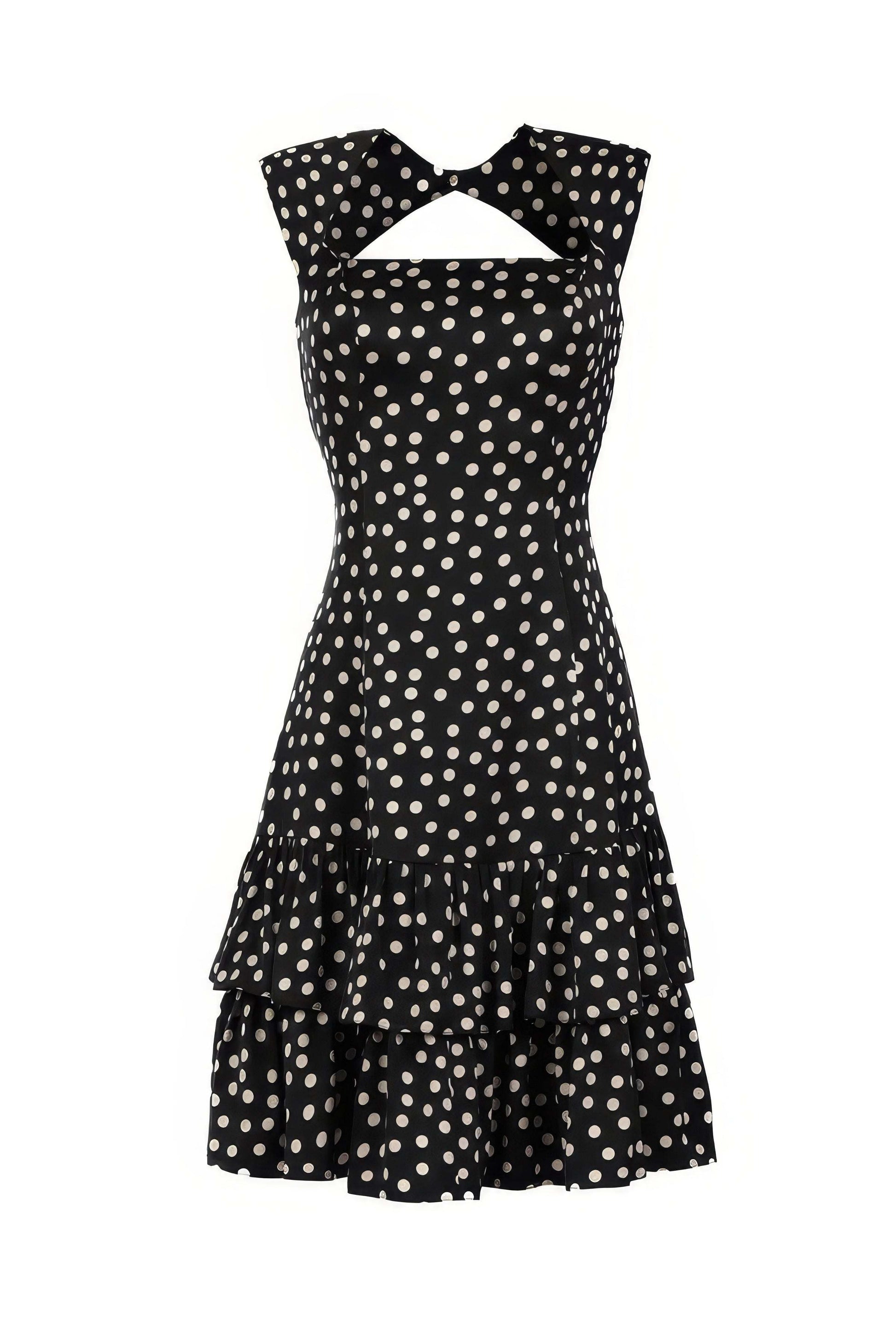 Black Polka Dot Midi Dress for Modern Polka Dot Outfits | Betty Ruffle Dress in Black Polka Dot