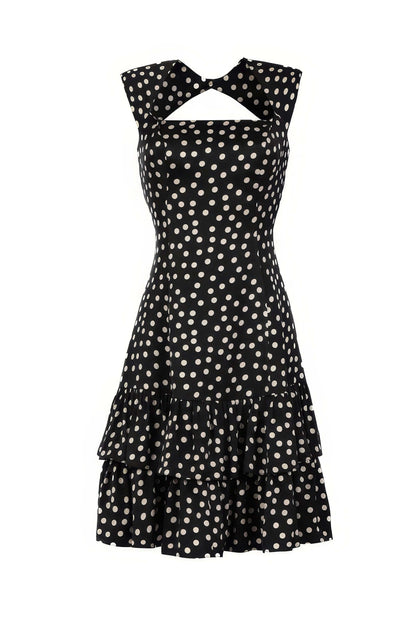 Black Polka Dot Midi Dress for Modern Polka Dot Outfits | Betty Ruffle Dress in Black Polka Dot