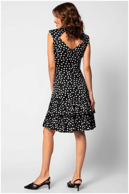 Black Polka Dot Midi Dress for Modern Polka Dot Outfits | Betty Ruffle Dress in Black Polka Dot