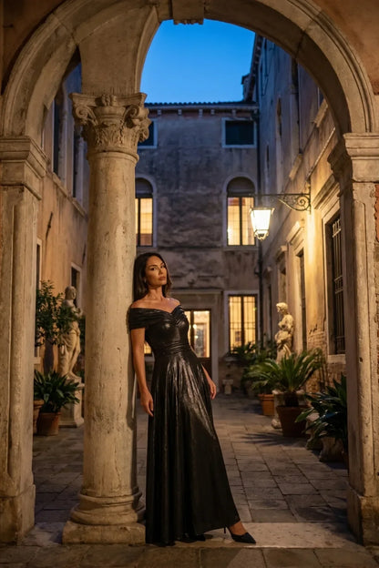 Shoulder Maxi Gown, Iris Iris Off-Shoulder Maxi Gown