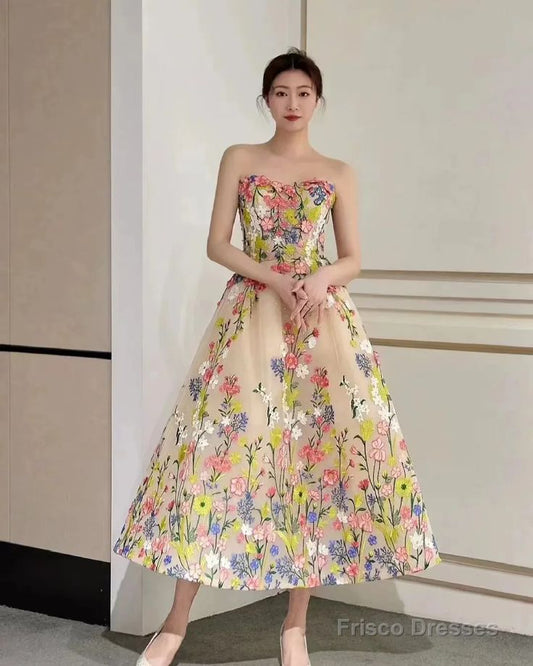 Margot Floral A-Line Tea Length Dress