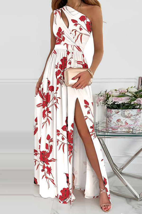 Navy blue Jolie Floral One-Shoulder Maxi Dress