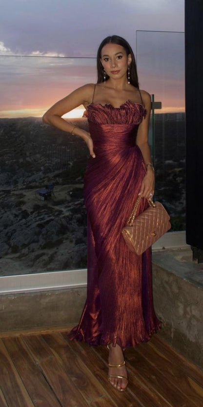 Picture Color Elegant Spaghetti Strap Sleeveless Mermaid Satin Long Evening Prom Dresses Online, OLP731 - Custom Color(leaving a note)