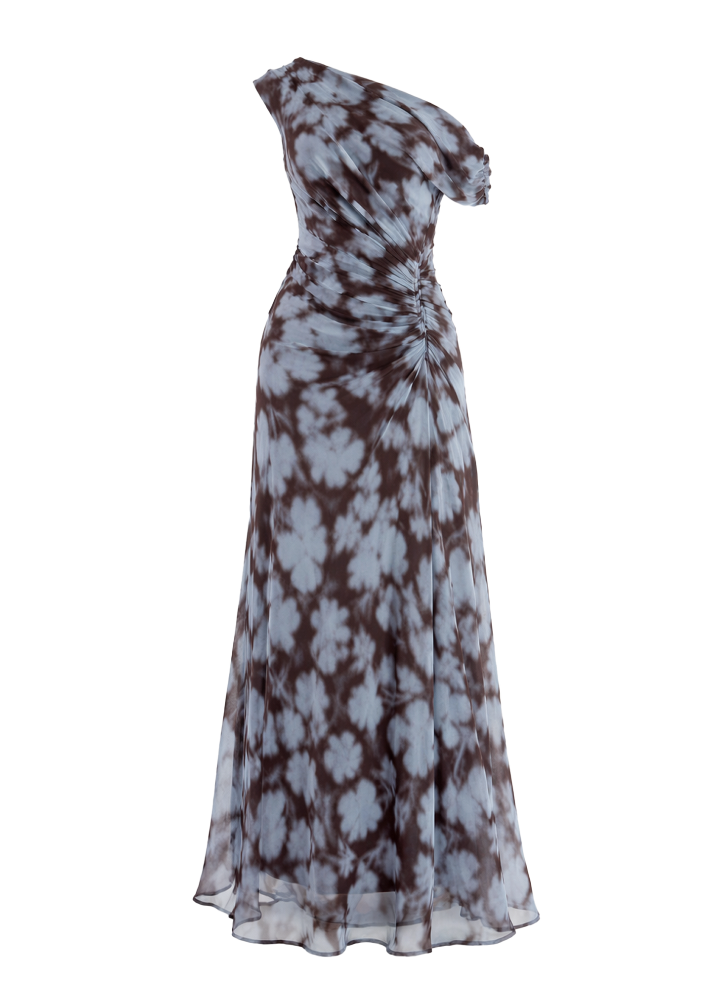 Blue Leaf Violet One-Shoulder Maxi Dress