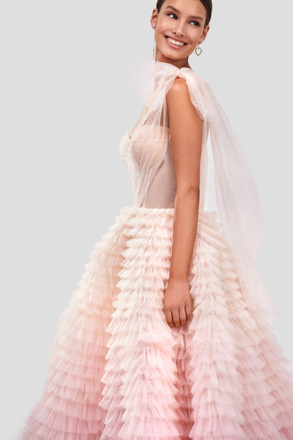 layered ombre maxi skirt Arabella Ombre Ruffle Ball Gown