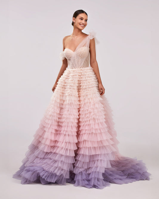 layered ombre maxi skirt Arabella Ombre Ruffle Ball Gown