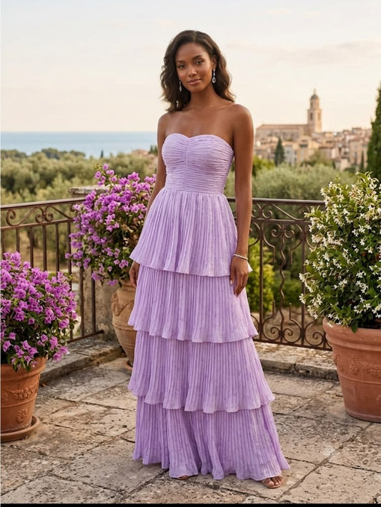 Margot Pleated Lavender Maxi Dress