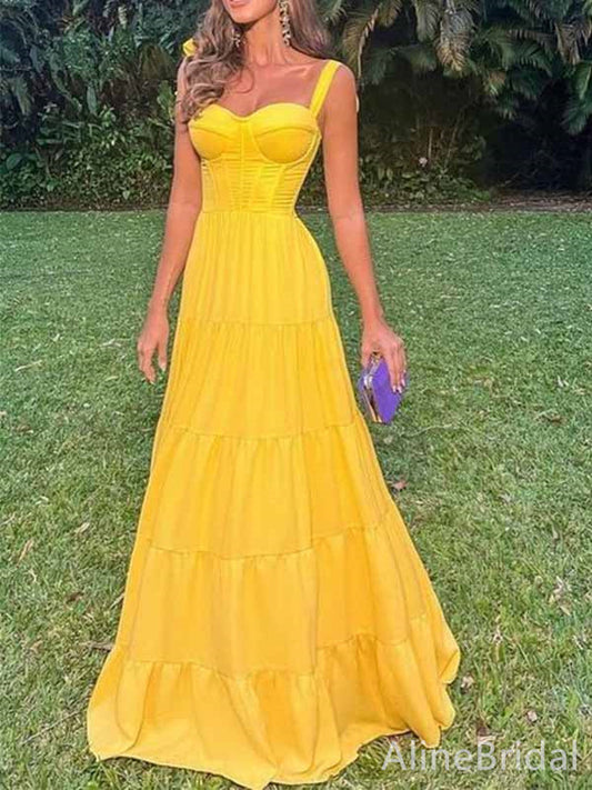 Picture Color Margot Corset A-Line Evening Dress in Golden Yellow