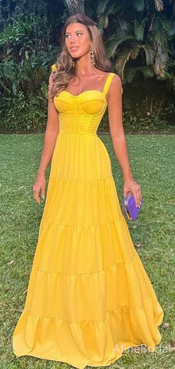 Picture Color Margot Corset A-Line Evening Dress in Golden Yellow