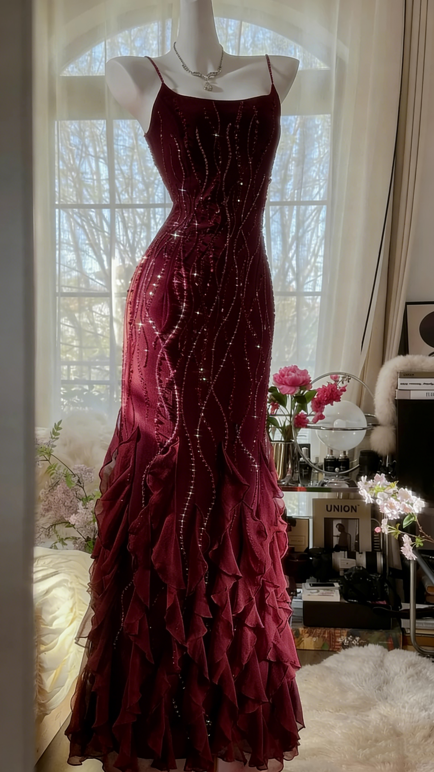 Custom Color(Add Your Color On ”Order special instructions“ ） Aurelia Beaded Chiffon Evening Dress