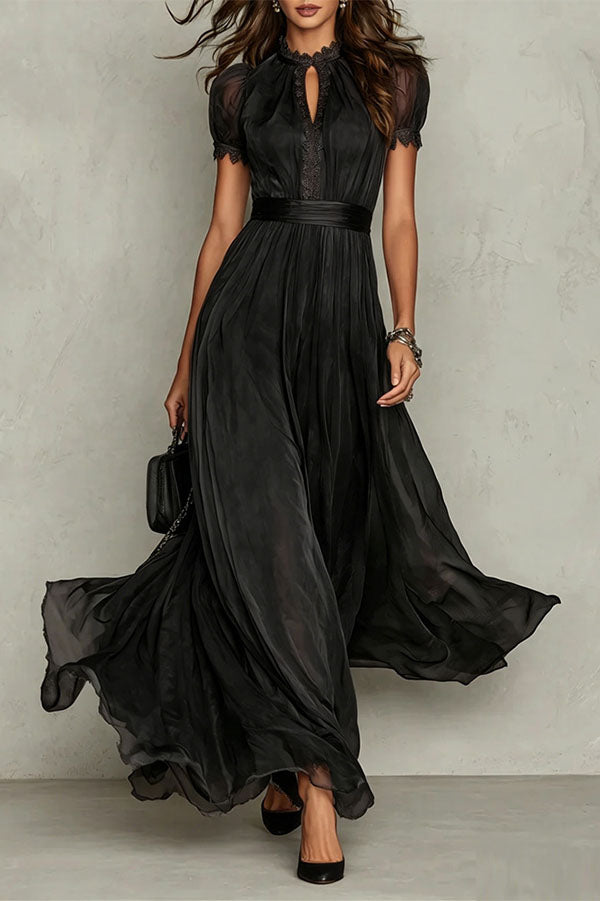 Wine Red Arabella Chiffon Maxi Dress