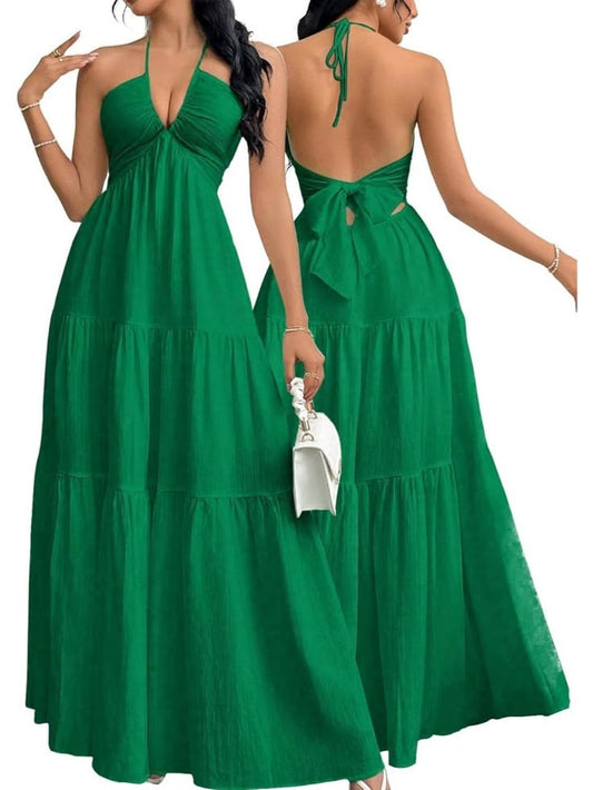 Arabella Halter Maxi Dress in Sage