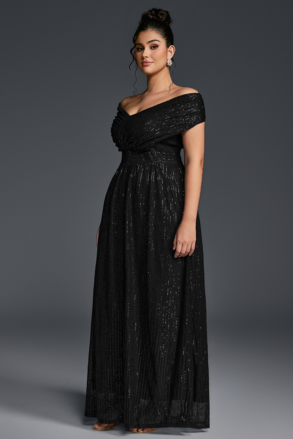 Pink Curveins Plus Size V-Neck Sequin Maxi Dress - 22-24/3X / Green