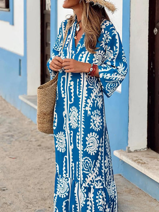 Blue Margot Printed Maxi Dress