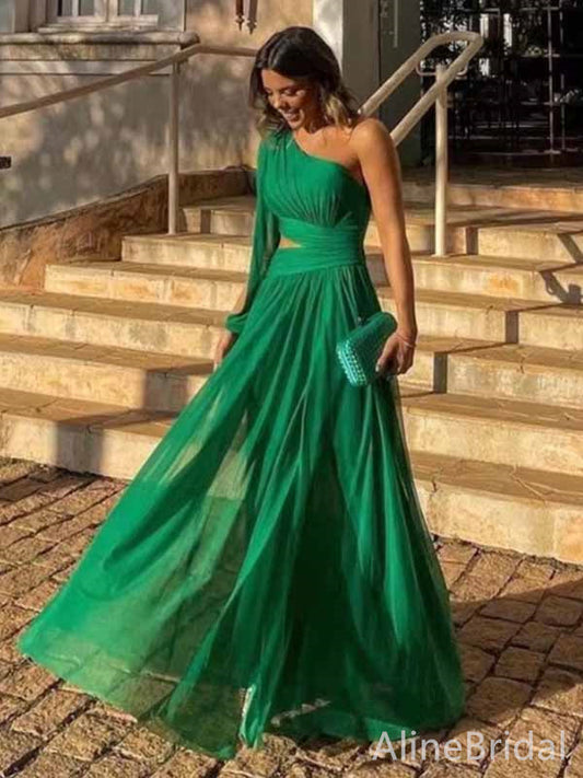 Picture Color Vivienne One-Shoulder A-Line Evening Dress