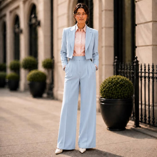 Margot Linen Blazer & Wide-Leg Trouser Set